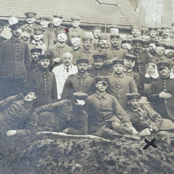 Real Photo Postcard Vintage Military Germany Large Group Portrait - Picture 4 of 5